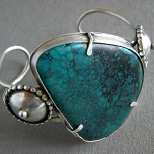 Silver Cuff Bracelet with Turquoise