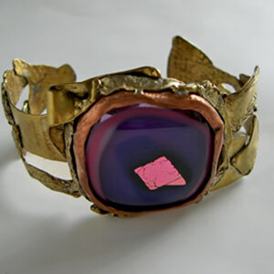Fused Brass Cuff with Glass Stone