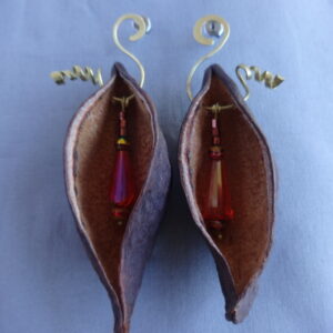 Brass curls with orange drop crystals pods