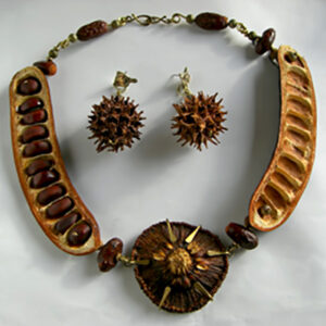 Brass bean pod w/ seeds Earrings