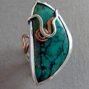 Silver Copper Turquoise Ring