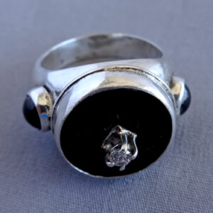 Triple Onyx Silver Ring