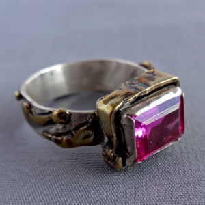 Silver & Brass Ruby Ring