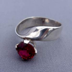 Silver Twist Ring with Ruby
