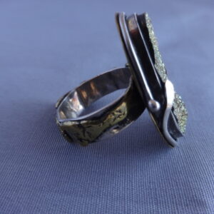 Silver & fused brass band ring
