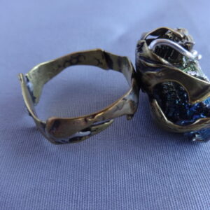 Fused brass ring w/ silver prongs