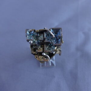 Fused brass blue pyrite step crystal