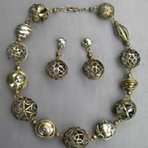 Brass wire and fused bead sample necklace