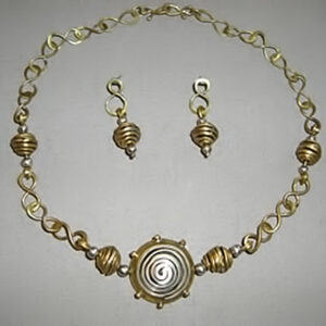 Half brass bead w/ fused silver coil center