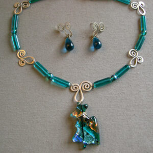 Matching aqua green glass bead earrings